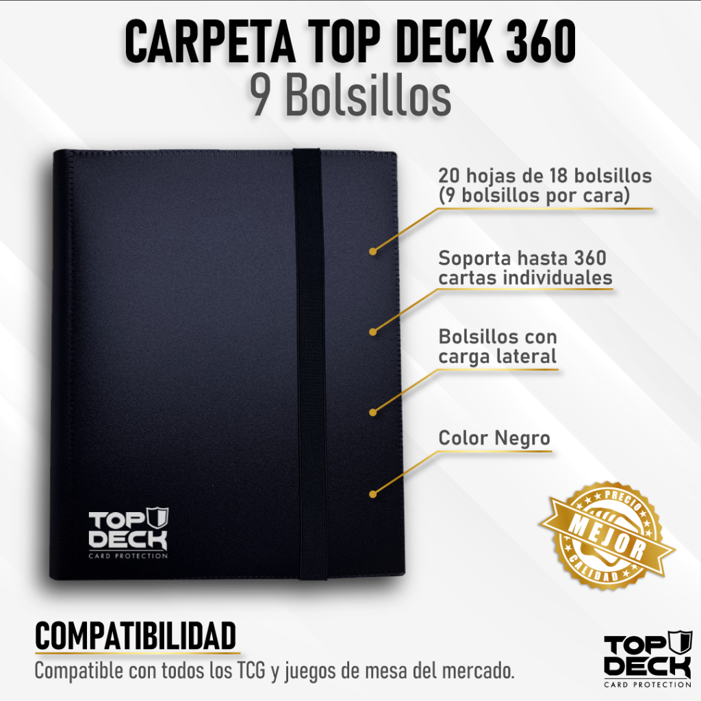Carpeta Topdeck 9 Bolsillos (360 Espacios)-Negra