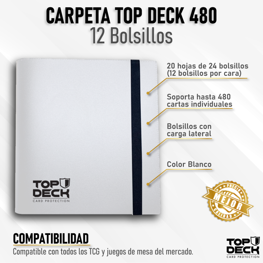 Carpeta Top Deck 12 Bolsillos (480 Espacios) - Blanca