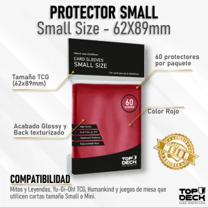 Protectores Top Deck Small 62x89mm color Rojo