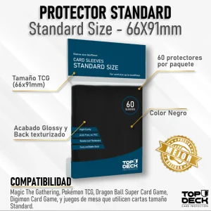 Protectores Top Deck Standard 66x91mm color Negro